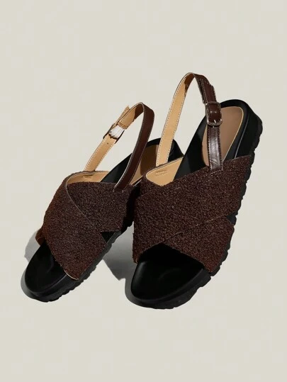 Solecia Women's Fashion Open Toe Criss-Cross Casual Flat Sandals, Comfortable For Spring/Summer Holiday For Christmas And New Year Holiday Vibe Fall And Winter