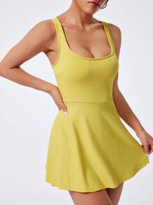 SHEIN Sport Studio Women's Solid Color Sleeveless Mini Sports Dress