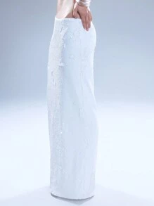MUSERA Spódnica maxi z niskim stanem i cekinami Urodziny Elegancka Wiosna Lato Seksowna