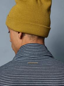 SUMWON Boxy Fit Denim Stripe Half Zip Short Sleeve Shirt - Blue - View 8