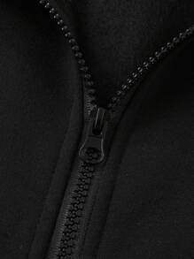 ROMWE MEN Street Life Men's Letter Print Zipper Hoodie And Sweatpants Set - Black - View 7