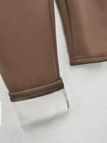 SHEIN Unity Women's Thermal Lined Leggings Fall Cloth For Women - Coffee Brown - View 6