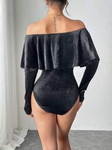 Chiquease 优雅荷叶边荷叶边饰珍珠装饰女式紧身衣