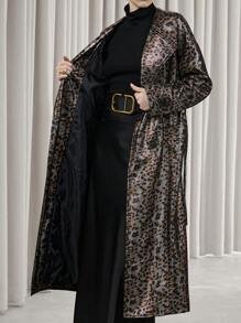 Aveloria Modichic 女士豹纹宽松仿皮夹克，秋冬仿皮飞行员夹克，带博格衬里 - 彩色 - 查看 8