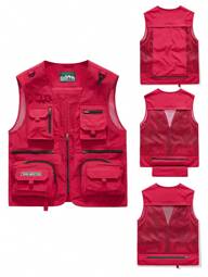 Manfinity Homme Mesh avtagbar väst Utility-jacka med flera fickor