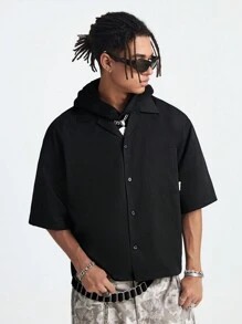 Manfinity VCAY Men's Loose Woven Printed English Letter Short Sleeve Shirt