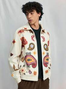Manfinity VCAY Men's Woven Fashion Casual Loose Fit Long Sleeve Jacket, Style, For Fall Winter - Multicolor - View 4