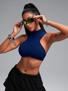 Innovista Curved Hem Sports Bra,Push Up Bra,Workout Tank Tops,Gym Workout & Daily Casual , Running, Cycling, Yoga,Festival - Navy Blue - View 11