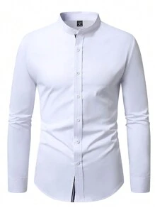 Manfinity Homme Men's Casual Versatile Long Sleeve Shirt, Autumn
