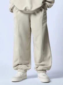 SUMWON Tween Boys Relaxed Regular Fit Utility Sweatshirt And Jogger With Piping 2 Piece Set - Khaki - View 4