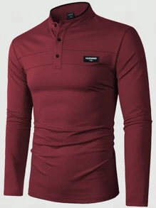 Manfinity Homme Men's Casual Contrast Trim Letter Print Polo Shirt, Autumn