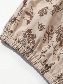 DAZY Floral Pattern Loose Fit Pajama Bottoms - Khaki - View 7