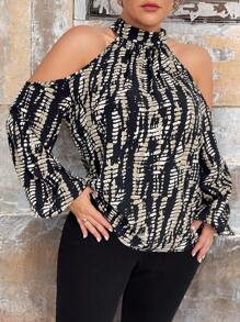 Calvaya 女士露肩花卉印花宽松休闲衬衫 - 彩色 - 查看 4