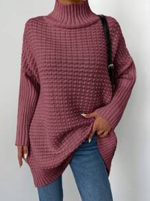 EURMUSE 大码纯色休闲圆领毛衣，秋冬装 - 咖啡棕 - 查看 5