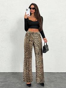 EURMUSE Gerade Jeans mit niedrigem Bund, Schlitz am Saum, einfach modisch für den täglichen Lässig Stil