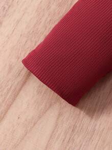 SHEIN 2pcs/Set Girls Cherry Jacquard Sleeveless Dress & Solid Stand Collar Top, Casual Outfit For Autumn/Winter - Multicolor - View 7