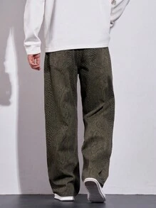 Manfinity Hypemode Pantalones vaqueros de pierna ancha con bolsillo y estampado de piel de serpiente en corte holgado para hombre - Multicolor - Ver 2