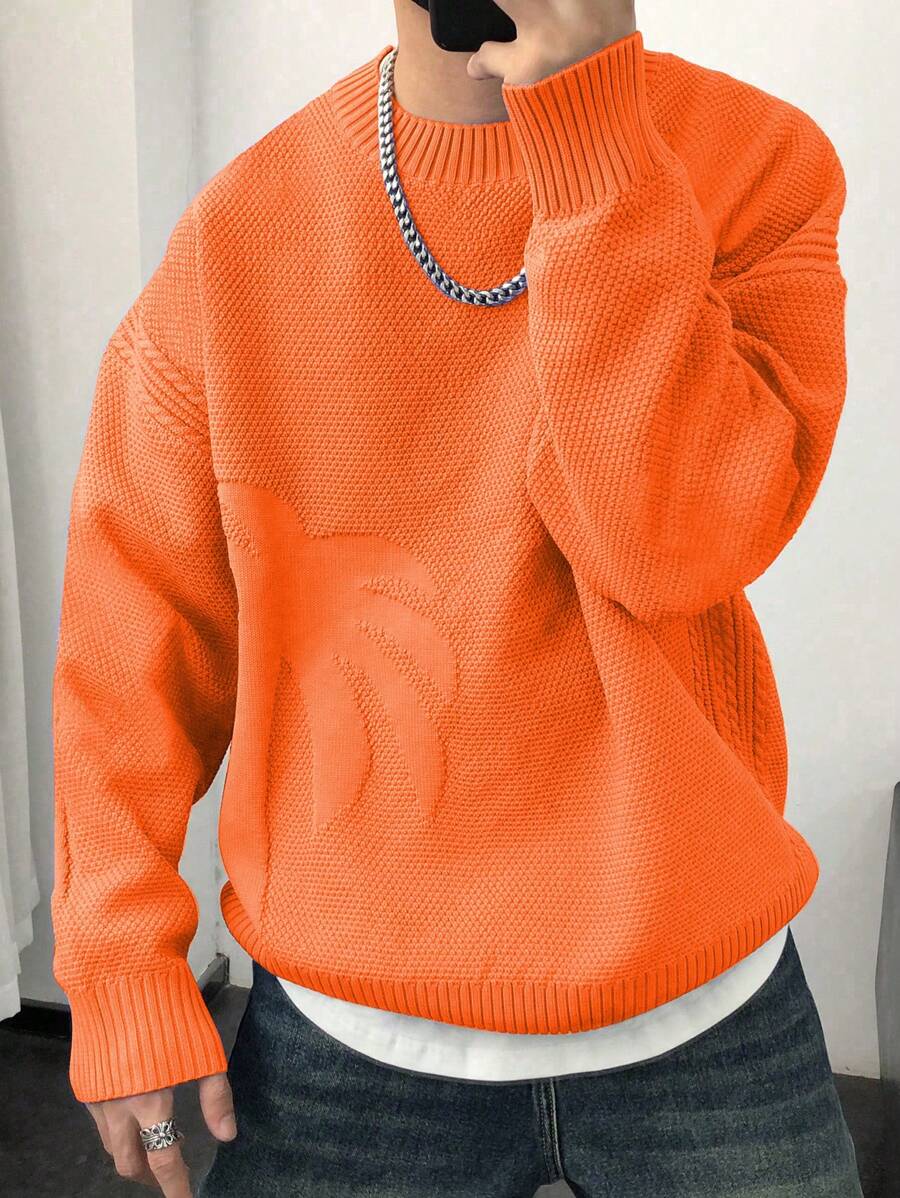 Manfinity Hypemode 男士纯色圆领长袖简约毛衣，休闲日常穿着