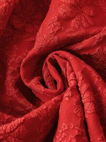 SHEIN Unity Đầm Maxi Dài Tay Cổ Chữ V Đơn Giản Trang Trí Kim Loại Cỡ Lớn Cho Quần Áo Năm Mới Cho Phụ Nữ - Đỏ - Xem 3