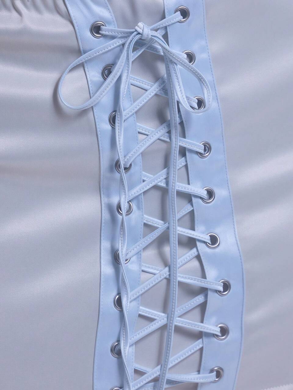 Satin Contrast Eyelet Corset Top Vacation Spring Summer Festival Holiday
