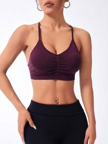 Easithlete Removable Strap Convertible Backless Sexy Bra - Burgundy - View 2