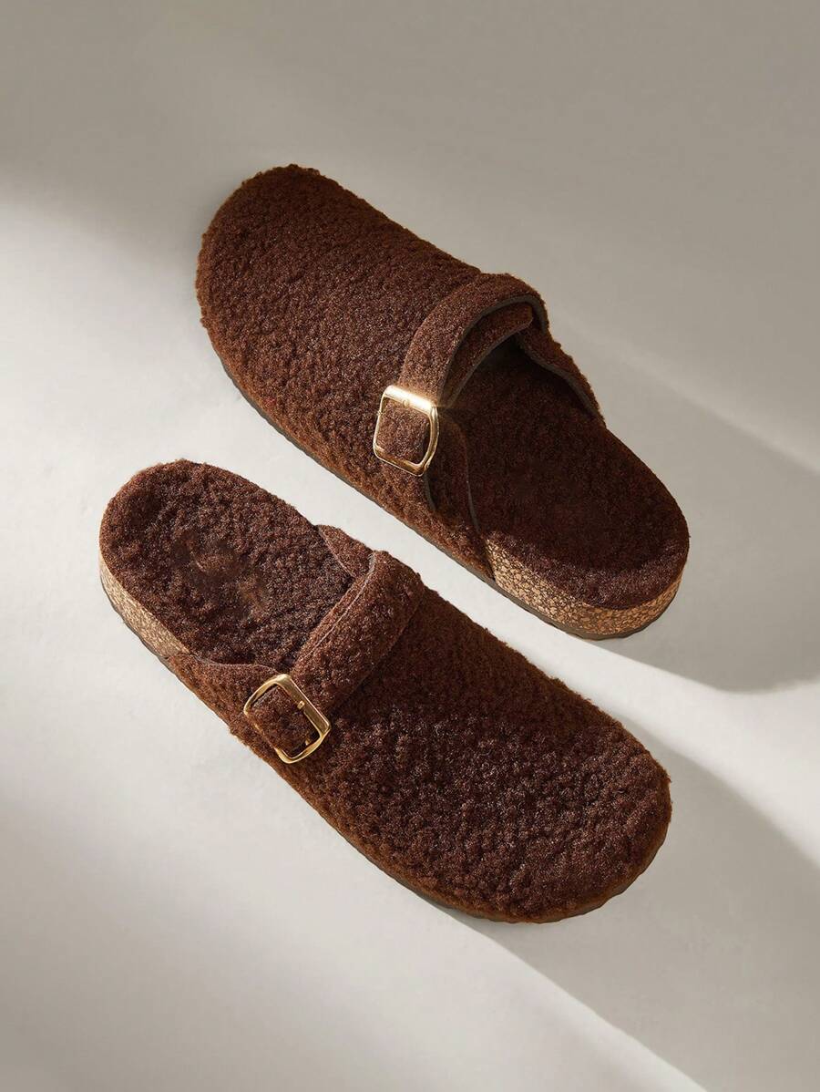 Solecia Women's Solid Color Round Toe Fur Slippers Spring Shoes Spring Break Easter For Christmas - Coffee Brown - View 1