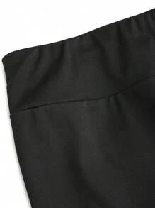 EMERY ROSE 大码女式时尚纯色口袋设计紧身裤 - 黑色 - 查看 5