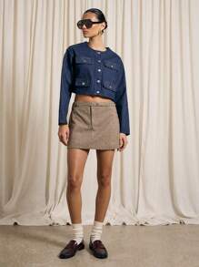 AiiRZ Tailored Dogtooth Check Mini Skirt With Skinny Belt - Multicolor - View 6