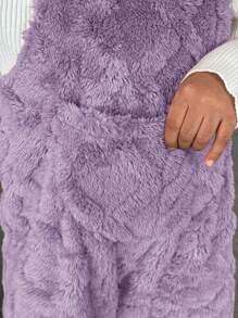 SHEIN 年轻女孩秋冬保暖内衬连体裤，舒适休闲日常穿着 - 紫色 - 查看 6