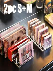 1/2PCS 7-Section Clear Makeup Organizer - 2 Sizes For All Eyeshadow Palettes, Powder & Blush | Space-Saving Cosmetic Storage, Desktop/Drawer Vanity Organizer, Aesthetic Beauty Display, Multi-Compartment Makeup Shelf
