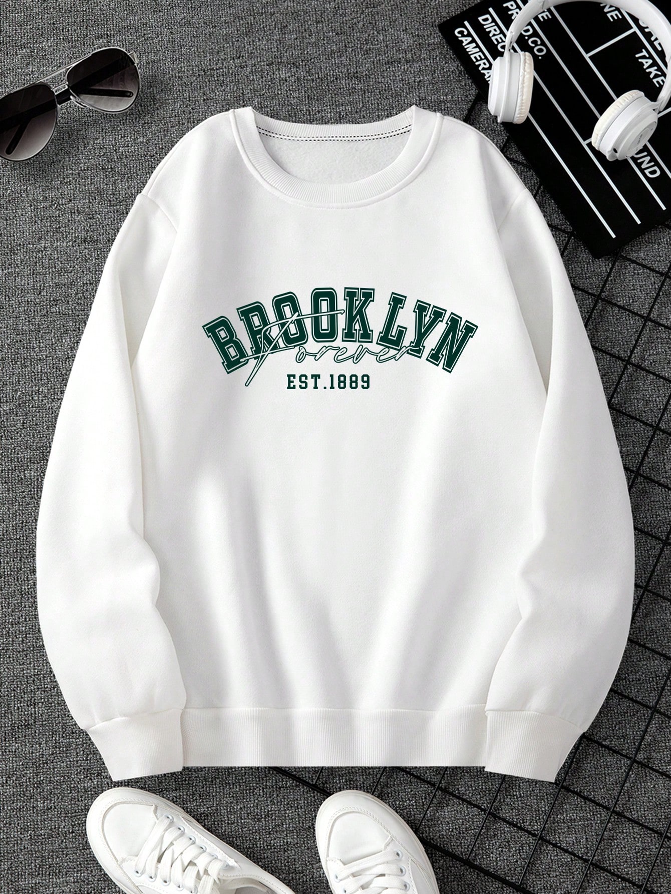 Manfinity Dauomo Men's Casual Letter Print Thermal Lined Sweatshirt, Autumn/Winter