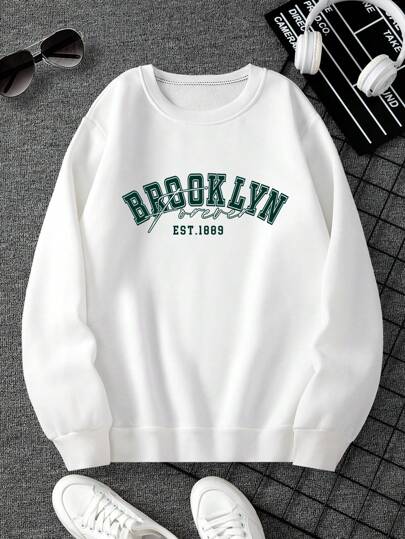 Manfinity Dauomo 男士休闲字母印花保暖内衬卫衣，秋冬季长袖上衣