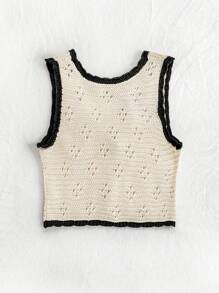 Soleia 大码女士度假、返校、秋装 - 拼色宽松针织毛衣背心 - 彩色 - 查看 2