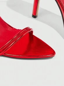 CUCCOO SZL Minimalistyczne modne sandały na cienkim pasku z kryształkami na obcasie, uniwersalne sandały na wysokim obcasie do noszenia na ulicy na Walentynki