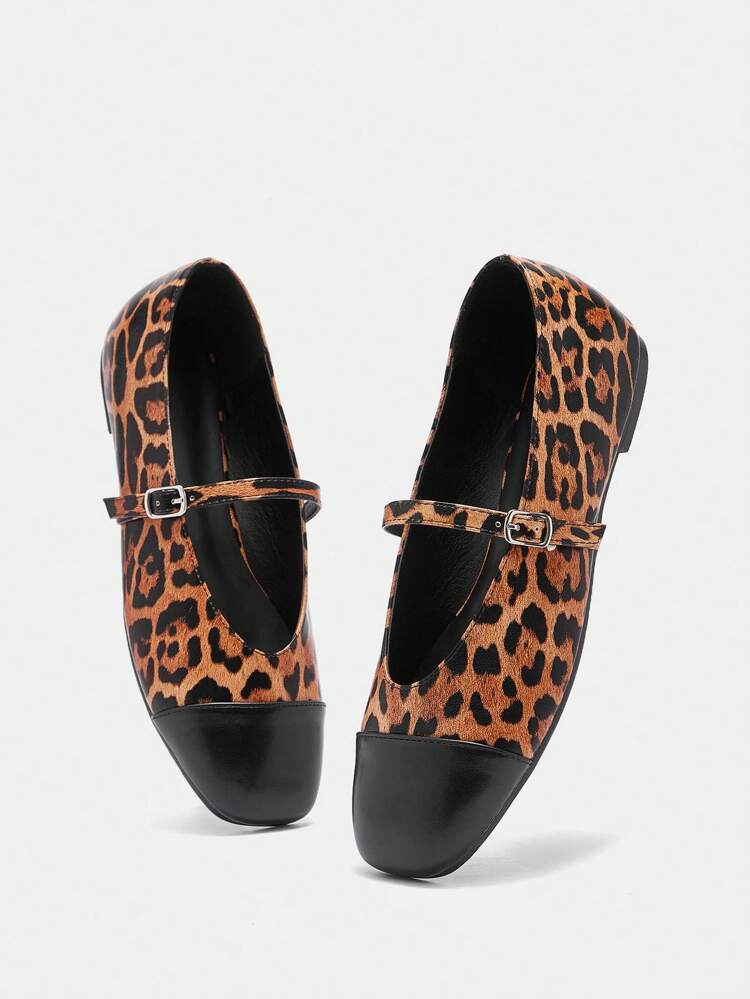 CUCCOO BIZCHIC Women Leopard Print/Black Colorblock Comfortable Flat Loafers Shoes