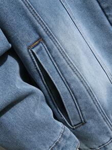 Manfinity Hypemode Chaqueta de mezclilla casual con forro térmico y abotonadura sencilla para hombres de talla grande, para otoño/invierno