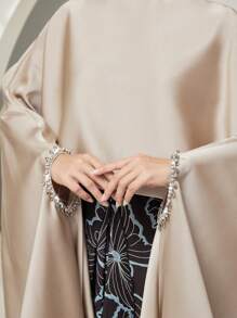 Graceveil Conjunto de falda larga estampada floral y blusa de mangas murciélago con cuello alto de un solo color, estilo hanfu modesto, para mujer - Multicolor - Ver 3