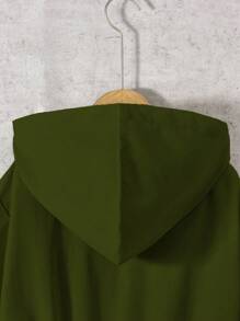 SHEIN Teen Girls Plain Color Drawstring Hooded Casual Commuting Jacket, Autumn