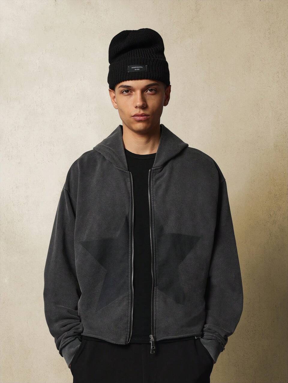 Oversized Full Zip Washed Fleece Hoodie