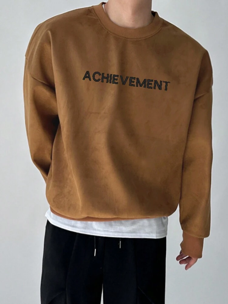 Men's Casual Letter Print Pullover Sweatshirt, Autumn/Winter