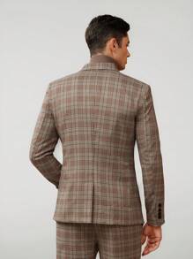 Manfinity VCAY Men Plaid Print Double Breasted Blazer