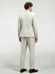 Manfinity VCAY Men's 2pcs Woven Long Sleeve Slim Fit Casual Suit Set