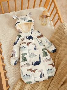 Cozy Pixies 1 件恐龙印花长袖婴儿外套睡袋，秋季保暖 - 彩色 - 查看 6