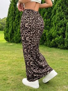 SHEIN EZwear 女士针织豹纹紧身及膝裙