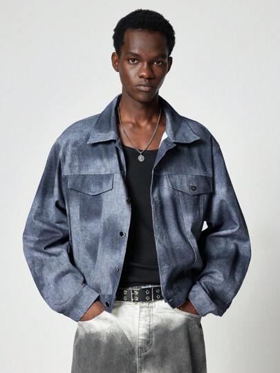 Street Life Veste courte de mode de rue à effet tie-dye pour hommes