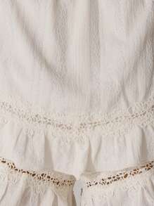 Aralina 曲线分层荷叶边下摆柔软奶油色蕾丝分层裙裤