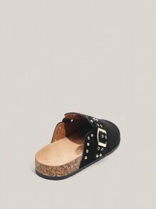 Solecia 女士纯色一脚蹬平底鞋，夏季休闲时尚防滑乐福鞋万圣节圣诞节秋季 - 黑色 - 查看 8