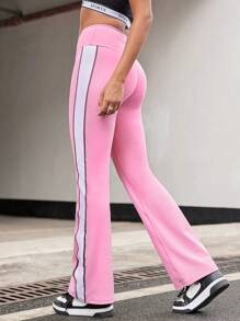 SHEIN Sports 都市户外服饰拼色设计女式运动裤 - 粉色 - 查看 7