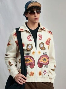 Manfinity VCAY Men's Woven Fashion Casual Loose Fit Long Sleeve Jacket, Style, For Fall Winter - Multicolor - View 3