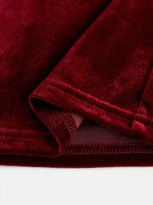 SHEIN Leap Crew Tween Girls' Casual Minimalist Comfortable Medium Rise Flared Pants, Versatile - Red - View 4